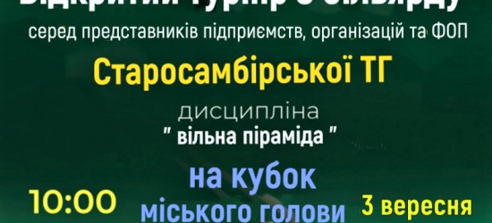 Більярдисти змагатимуться за кубок міського голови Старого Самбора